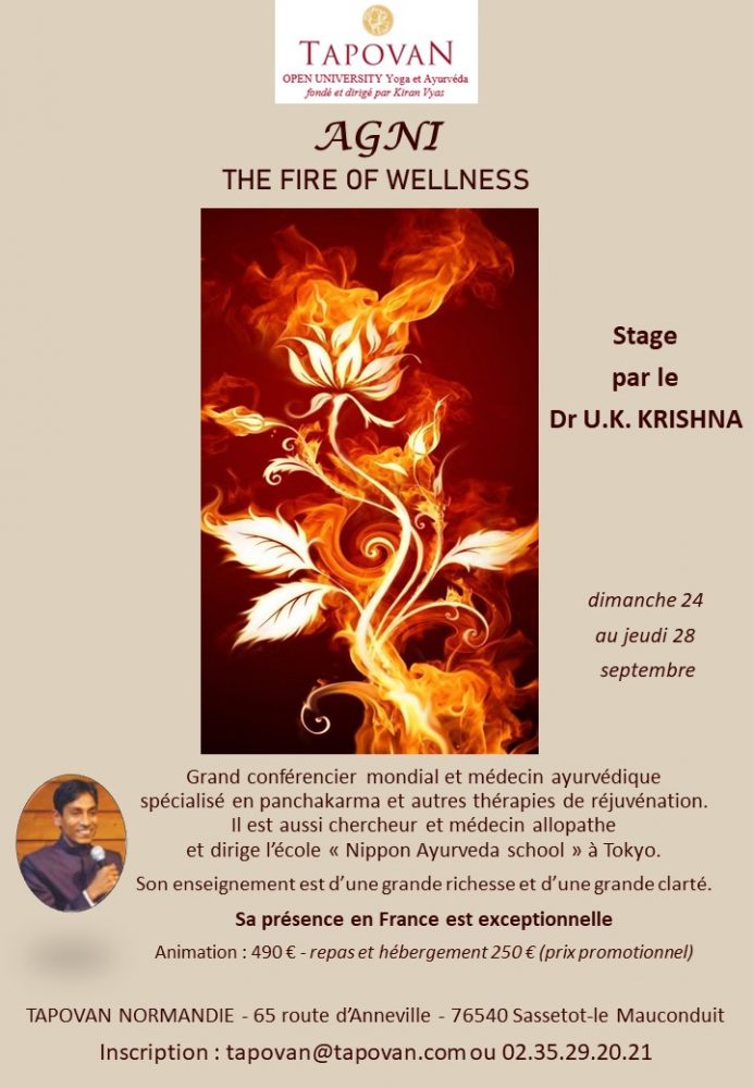 You are currently viewing Stage AGNI the FIRE of WELLNESS – 24 au 28 septembre 2023